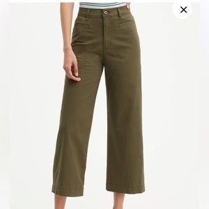 🌱 Levi's® Premium- RIBCAGE WIDE LEG CROPPED WOMEN'S PANTS in Olive Night Green